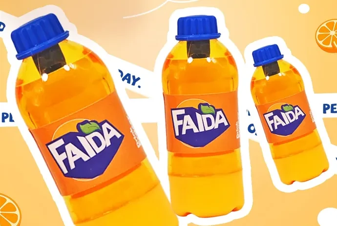 Goma con forma de botella Fanta QH-8822, goma de doble uso
